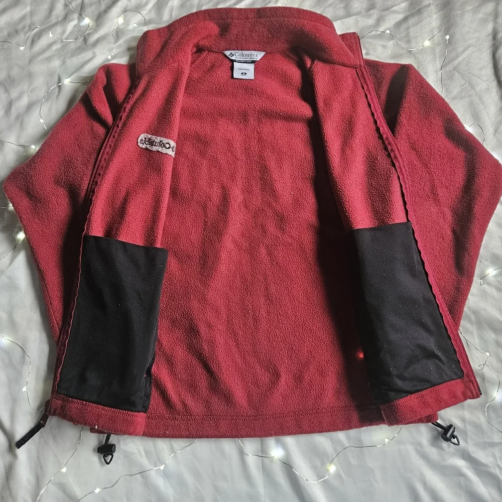 Dark Red Women's Columbia Fleece Jacket - Picture 3 of 6